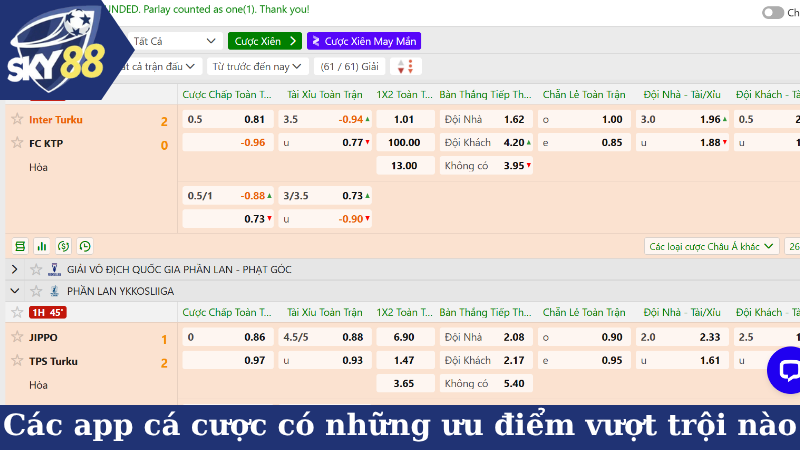 Các app cá cược thể thao có những ưu điểm vượt trội nào?