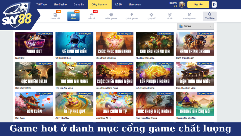 Game hot ở danh mục cổng game chất lượng