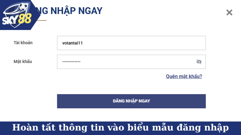 Hoàn tất thông tin vào biểu mẫu đăng nhập